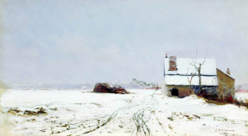 Похитонов Иван Павлович. Зимний пейзаж. Доска, масло. 18х31. 1890-е. Саратовский государственный художественный музей имени А.Н.Радищева.