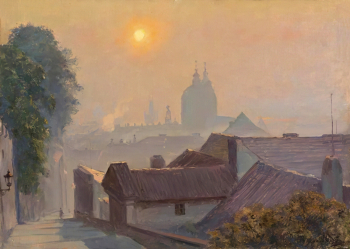 Соколов Николай Александрович. Золотая Прага. Холст на картоне, масло. 48х34. 1954. Краснодарский краевой художественный музей имени Ф.А.Коваленко.