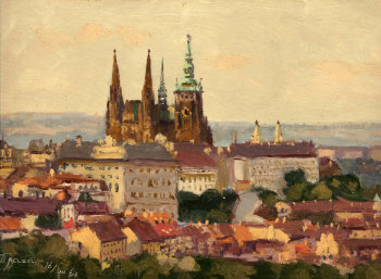 Ширяев Дмитрий Кузьмич. Прага. Градчаны. Картон, масло. 22х31,7. 1960. Художественная культура Русского Севера.