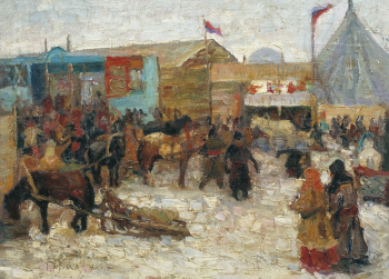 Фешин Николай Иванович. Ярмарка. Холст, масло. 37х52. 1912. Государственный музей искусств Республики Казахстан имени Абылхана Кастеева.