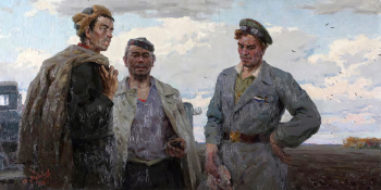 Мухайлов Фарит Мухлисович. Трактористы. Холст, масло. 90х180. 1960. Пермская государственная художественная галерея.