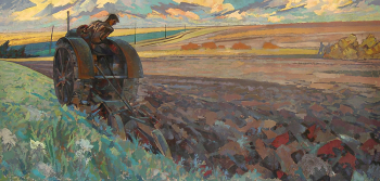 Штейнберг Эдуард Антонович. Тракторист. Холст, масло. 104х209. Первая половина 20 века. Севастопольский художественный музей имени Михаила Павловича Крошицкого.