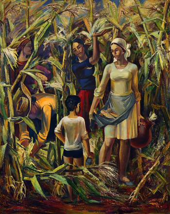 Джибути Важа Шалвович. Уборка урожая. Холст, масло. 185х148. 1979. Магаданский областной краеведческий музей.