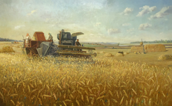 Ишпаев Иксан Ишпаевич. Уборка урожая. Холст, масло. 75х120. 1955. Национальный музей Республики Марий Эл имени Тимофея Евсеева.