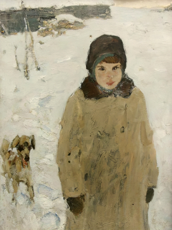 Набатов Вячеслав Васильевич. На прогулке. Картон, масло. 90х70. 1976. Карасукский краеведческий музей.