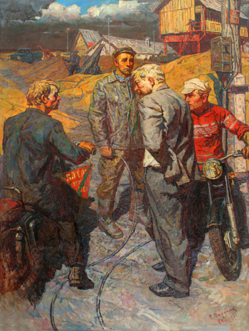 Борунов Геннадий Фёдорович. Председатель. Колхозная осень. Холст, масло. 195х145. 1973-1974. Государственный художественный музей Алтайского края.