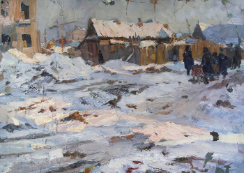 Сабанов Павел Иванович. Уголок старой Самары. Картон, масло. 34х49,5. 1949. Самарский областной художественный музей.