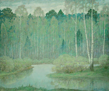 Годин Николай Александрович. Зелёный туман. Холст, масло. 88х100. 2010. Курганский областной художественный музей.