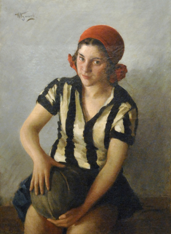 Куликов Иван Семёнович. Спортсменка. Холст, масло. 83,5х61,4. 1929-1939. Национальный музей Республики Калмыкия имени Н.Н.Пальмова.