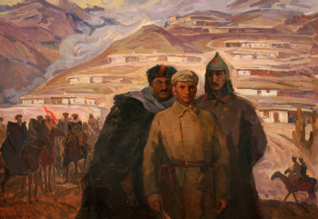 Трындык Николай Захарович. Красные в горах Кавказа. Холст, масло. 80х100. 1983. Кабардино-Балкарский музей изобразительных искусств имени А.Л.Ткаченко.