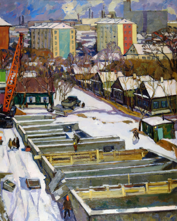 Абрамов Георгий Дмитриевич. Новая Калуга. Холст, масло. 124х100. 1968. Калужский музей изобразительных искусств.