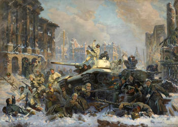 Соколов-Скаля Павел Петрович. Освобождение Калуги. Холст, масло. 215х300. 1946. Иркутский областной художественный музей имени В.П.Сукачева.