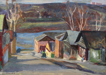 Окороков Борис Владимирович. Калуга. Спуск к Оке. Холст на картоне, масло. 50х70. 1985. Музейно-выставочный центр Забайкальского края.