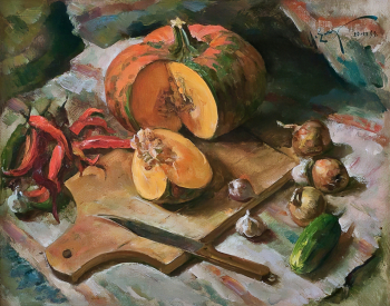 Егидис Александр Менделевич. Тыква. Холст, масло. 48х60,5. 1994. Волгоградский музей изобразительных искусств имени И.И.Машкова.