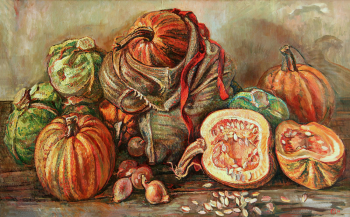 Погодаев Сергей Михайлович. Тыква и капуста. Холст, масло. 85х138,5. 1996. Государственный художественный музей Алтайского края.