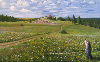 Степанов Василий Григорьевич. Дорога к храму. Холст, масло. 78х49,5. 1990-е. Мишкинский районный историко-краеведческий музей.