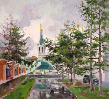 Яманова Резеда Рахимулловна. Дорога в храм. Оргалит, масло. 47х32. 2011. Республиканский музей изобразительных искусств (Марий Эл).