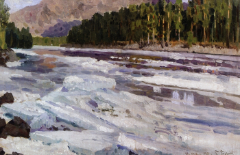 Гуркин Григорий Иванович. Оттепель. Река Катунь. Холст, масло. 1902. Национальный музей имени А.В.Анохина.
