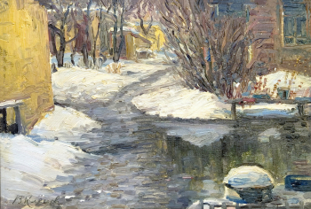 Клёнов Владимир Григорьевич. Оттепель. Картон, масло. 27х40. 1978. Ставропольский краевой музей изобразительных искусств.