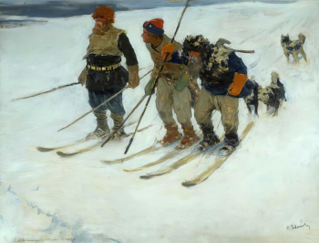 Иванов Сергей Васильевич. Звероловы Древней Руси. Картон, масло. 61х79. 1907. Челябинский государственный музей изобразительных искусств.