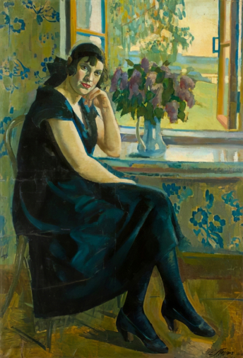 Луппов Сергей Михайлович. Портрет жены. Картон на холсте, масло. 133х92,5. 1918. Вятский художественный музей имени В.М. и А.М.Васнецовых.