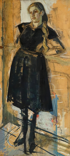 Луппов Сергей Михайлович. Школьница. Картон, масло, темпера. 133х60. 1920. Челябинский государственный музей изобразительных искусств.