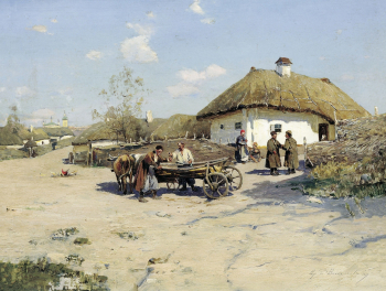 Васильковский Сергей Иванович. Околица. Доска, масло. Ставропольский краевой музей изобразительных искусств.