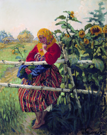Куликов Иван Семёнович. У околицы. Холст, масло. 1913. Государственная Третьяковская галерея.