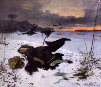 Марцелий Харасимович. Добыча воронов. Холст, масло. 121х142. 1888. Львовская галерея искусств.