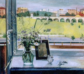 Романова Елена Борисовна. Натюрморт с акведуком. Холст, масло. 90х100. 1980. Киевский музей русского искусства.