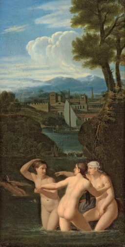 Егоров Алексей Егорович. Купающиеся нимфы. Холст, масло. 64х33. 1810-е. Государственная Третьяковская галерея.