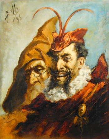 Неизвестный художник. Мефистофель и Фауст. Холст, масло. 57,5х44,7. 1895. Рыбинский государственный историко-архитектурный и художественный музей-заповедник.