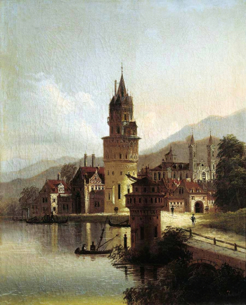 Жуковский Василий Андреевич. Пейзаж с замком. Холст, масло. 1839. Музей В.А.Тропинина и московских художников его времени.