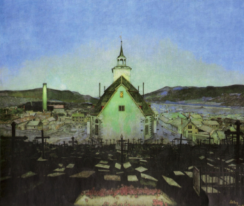 Харальд Оскар Сольберг. Ночь. Холст, масло. 1904. Художественная галерея Тронделага.
