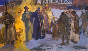 Горюшкин-Сорокопудов Иван Силыч. Перед казнью. Картон, темпера. 33х56. 1910-е. Астраханская государственная картинная галерея имени П.М.Догадина.