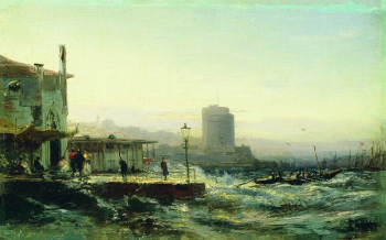 Боголюбов Алексей Петрович. Баку. Набережная. Холст, масло. 20х33. 1861. Государственный Русский музей.