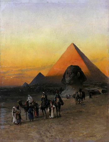 Маковский Николай Егорович. Сфинкс и пирамиды. Доска, масло. 41х31,5. 1885. Дальневосточный художественный музей.