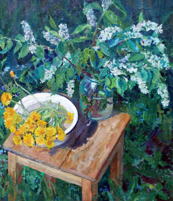 Казанчан Заря Семёновна. Одуванчики. Холст, масло. 81х71. 1981. Ставропольский краевой музей изобразительных искусств.