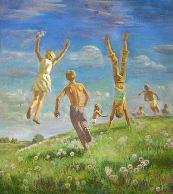 Козьминых Юрий Яковлевич. Одуванчики. Холст, масло. 135,5х120. 1984. Курганский областной художественный музей.