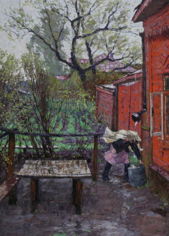 Тутунов Андрей Андреевич. Весенний дождь. Холст, масло. 124х90. 1957. Пермская государственная художественная галерея.