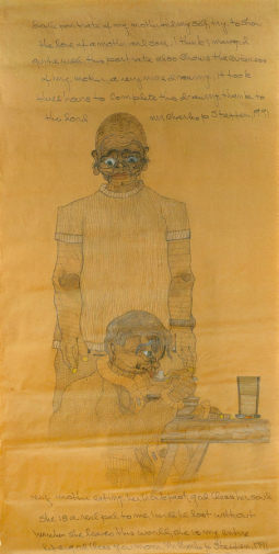 Чарльз (Стеффен) Штеффен. Автопортрет с матерью. Бумага, рисунок. 1991. Частная коллекция.