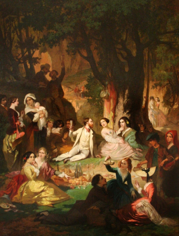 Огюст Бартелеми Глэз (Глейз). Пикник. Холст, масло. 1851. Музей Фабра.