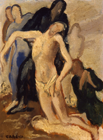 Феличе Карена. Снятие Христа с креста. Фанера, масло. 37,5х28,5. 1937-1938. Гражданский музей Модены.