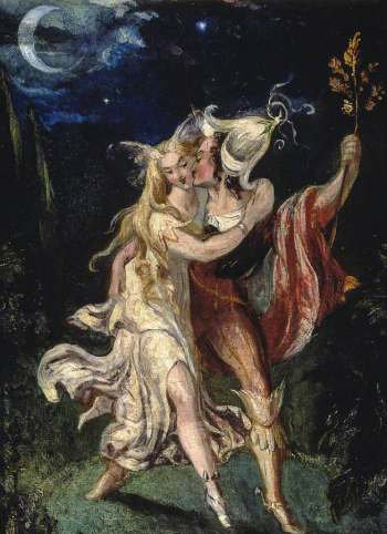 Теодор фон Холст. Феи любовники. Холст, масло. 41,3х31,1. 1840. Галерея Тейт.