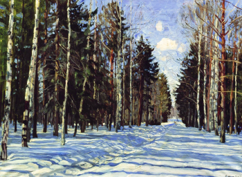 Жуковский Станислав Юлианович. Лесная дорога. Холст, масло. 74х101. 1900-е. Переславль-Залесский государственный историко-архитектурный и художественный музей-заповедник.