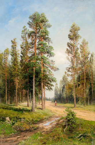 Фёдоров Семён Фёдорович. Дорога в лесу. Холст, масло. 52,7х35. 20 век. Музейно-выставочный комплекс Новый Иерусалим.