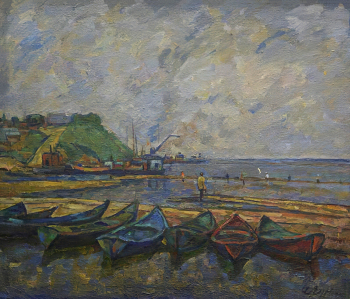 Гурвич Иосиф Михайлович. Лодки на Волге. Холст, масло. 85х100. 1966. Иркутский областной художественный музей имени В.П.Сукачева.