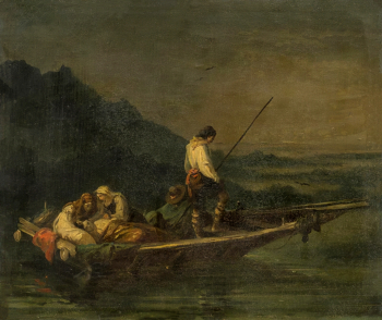 Мартынов Дмитрий Никифорович. С больной в лодке. Картон, масло. 26х30. 1861. Дальневосточный художественный музей.