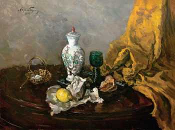 Апфельбаум Виктор Юльевич. Натюрморт с лимоном. Холст, масло. 74х100. 1958. Томский областной художественный музей.