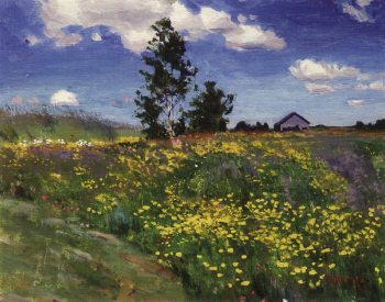 Рылов Аркадий Александрович. Цветущий луг. Холст, масло. 37х47. 1923. Омский областной музей изобразительных искусств имени М.А.Врубеля.